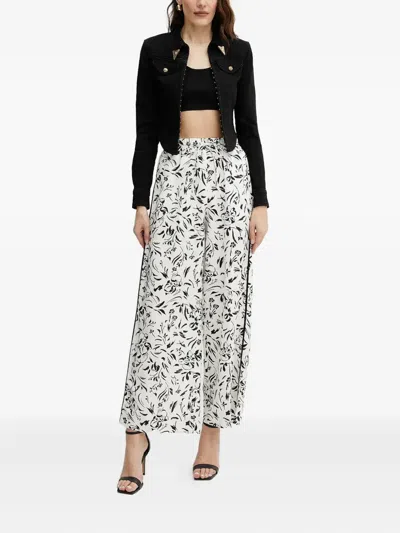 Karl Lagerfeld Floral-print Drawstring Trousers In White