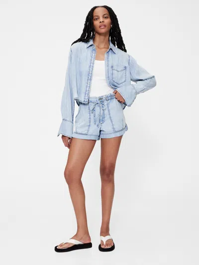 Gap Studio High Rise Draped Denim Easy Shorts