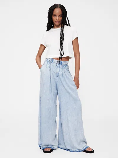 Gap Studio High Rise Draped Denim Trousers