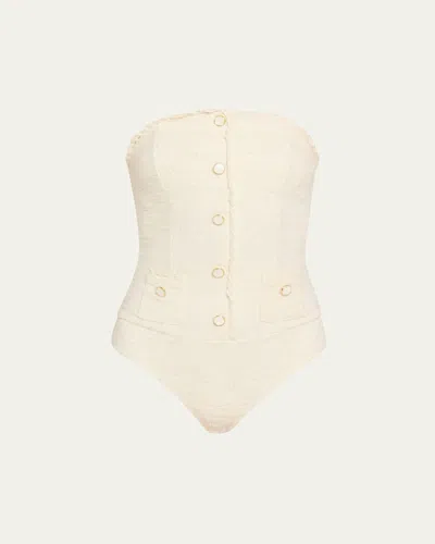 Simkhai Natalie Strapless One-piece Swimsuit In Neutral
