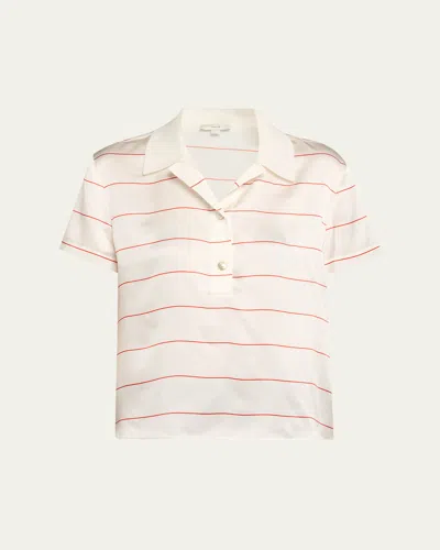 Vince Stripe Knit Collar Polo Shirt