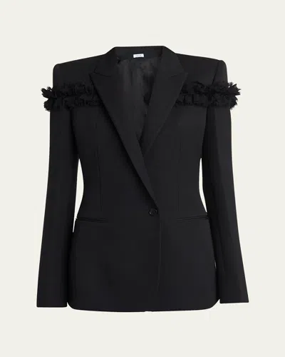 Alexander Mcqueen Ruffle Single-breasted Wrap Blazer Jacket