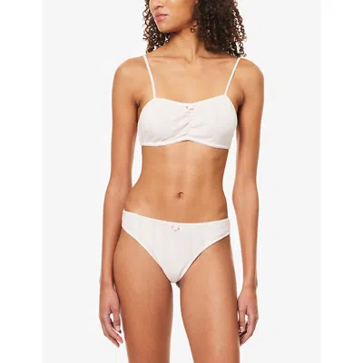 The Nap Co Womens Ru & Rocka X  Pointelle Cotton-jersey Bralette Pink