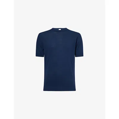 Eleventy Mens Crewneck Short-sleeves Knitted Top Blue Xl