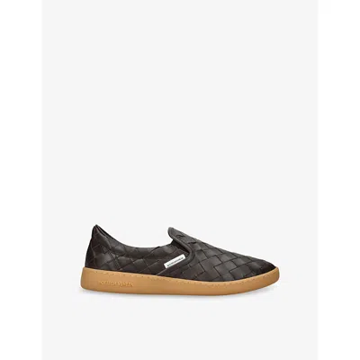 Bottega Veneta Men Brown Intrecciato Leather Sawyer Sneakers In Multi