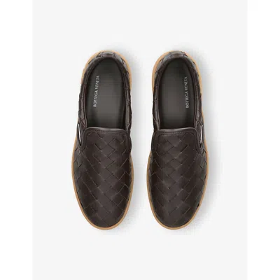 Bottega Veneta Men Brown Intrecciato Leather Sawyer Sneakers In Multi