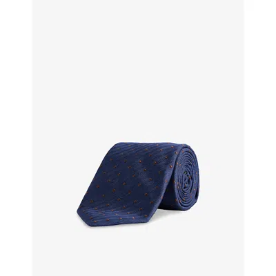 Corneliani Mens Geometric-weave Silk Tie China Blue
