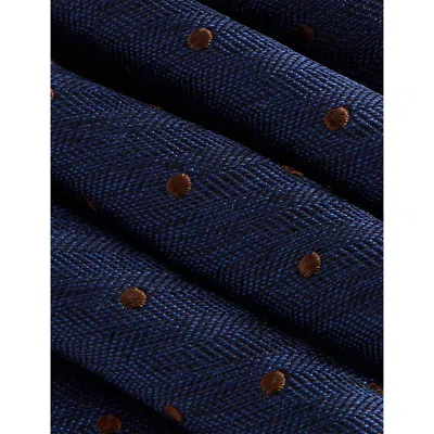 Corneliani Mens Geometric-weave Silk Tie China Blue