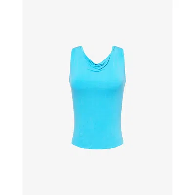 Peachy Den Womens Kylie Cross Back Stretch-woven Top Ocean