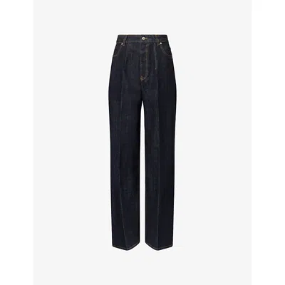 Victoria Beckham Womens Cinched High-rise Denim Jeans Indigo Rinse