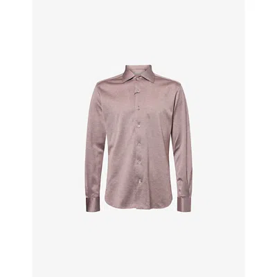 Corneliani Mens Pointed-collar Long-sleeve Jersey Shirt Burned Land Brown