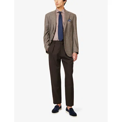 Corneliani Mens Pointed-collar Long-sleeve Jersey Shirt Burned Land Brown