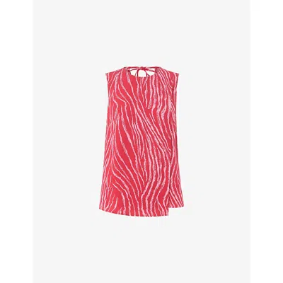 Whistles Womens Zebra-print Layered Woven Tank Multi-coloured