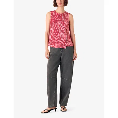 Whistles Womens Zebra-print Layered Woven Tank Multi-coloured