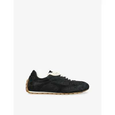 Bottega Veneta Black Suede And Nylon Orbit Flash Sneakers In Blue