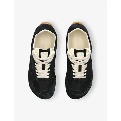 Bottega Veneta Black Suede And Nylon Orbit Flash Sneakers In Blue