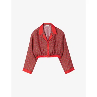 Sandro Printed Cropped Shirt