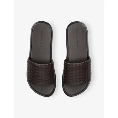 Bottega Veneta Nappa Leather Slippers Strap Woven In Black