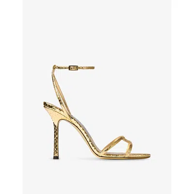 Jimmy Choo 1998 Leo 100 Gold Leather Sandals In Gold