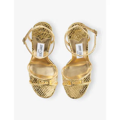 Jimmy Choo 1998 Leo 100 Gold Leather Sandals In Gold