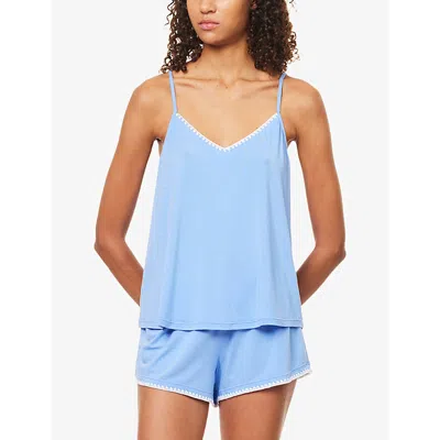 Eberjey Womens Frida Cami And Short Modal-jersey Pyjama Set Cornflower Blue/white
