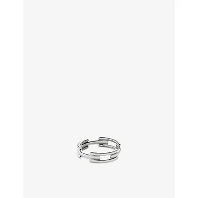 Monica Vinader Womens Signature Link 18ct Yellow Gold Vermeil Stacking Ring Silver