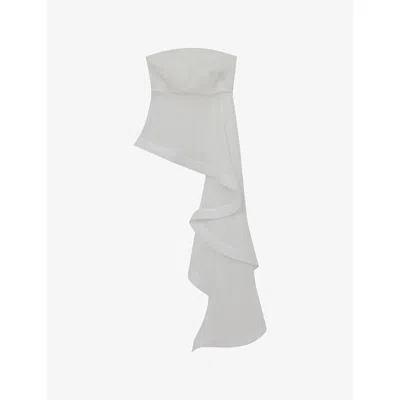 Reiss Womens Draped-hem Strapless Silk Corset Top Ivory