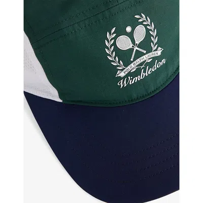 Polo Ralph Lauren Mens  X Wimbledon Brand-print Woven Baseball Cap Moss Agate/refined Navy