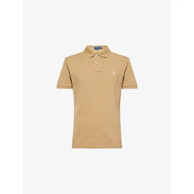 Polo Ralph Lauren Short Sleeve Polo With Contrast Logo In Neutral