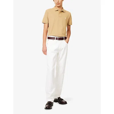 Polo Ralph Lauren Short Sleeve Polo With Contrast Logo In Neutral
