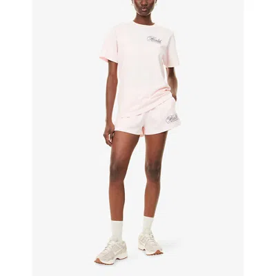 Sporty And Rich Womens Health Script Round-neck Cotton-jersey T-shirt Pink Dolphin Xl In Pink
