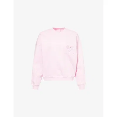 The Nap Co Womens Ru & Rocka X  Heart-appliqué Cotton-jersey Sweatshirt Pink Xs
