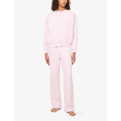The Nap Co Womens Ru & Rocka X  Heart-appliqué Cotton-jersey Sweatshirt Pink Xs