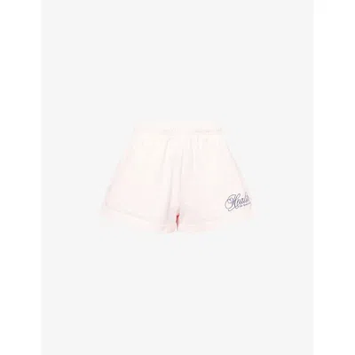 Sporty And Rich Womens Src Terry Striped Cotton Shorts Pink Dolphin Striped