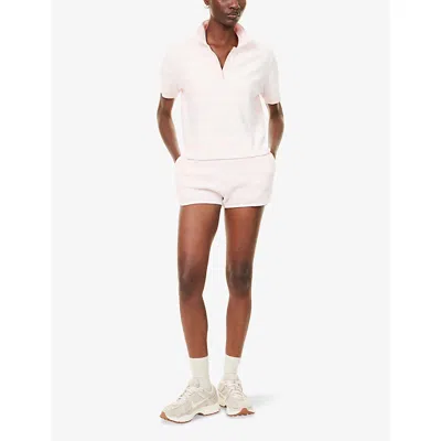Sporty And Rich Womens Src Terry Striped Cotton Shorts Pink Dolphin Striped