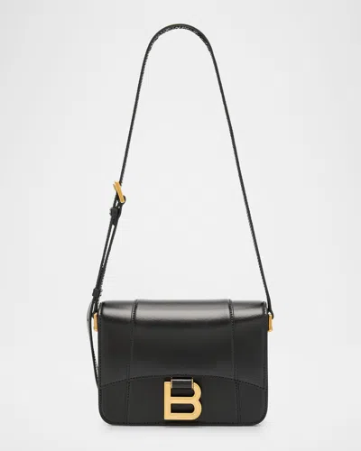 Balenciaga Black Leather Small Hourglass Crossbody Bag In Black