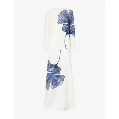 Costarellos Womens Austie Column Woven Gown Off White