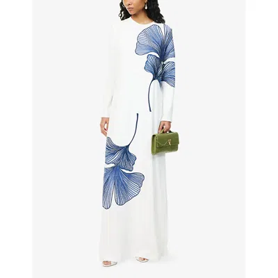 Costarellos Womens Austie Column Woven Gown Off White