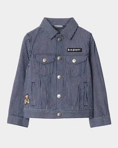 Burberry Striped Bomber Jacket In Blue