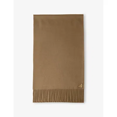 Prada Womens  Triangle-logo Silk-cashmere Scarf