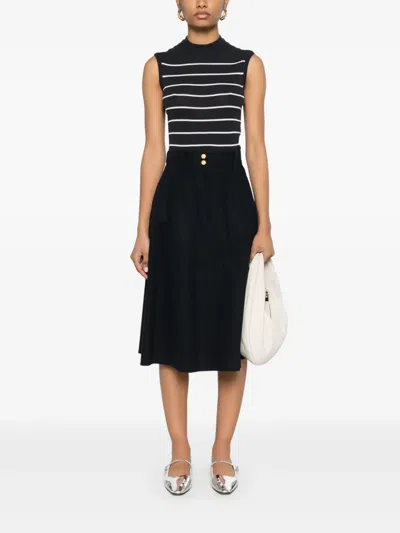 Max Mara Flared High-waisted A-line Skirt Button Belt