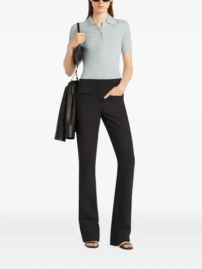 Courrèges Signature Rib Knit Polo Clothing In Blue