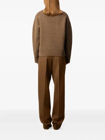 Ami Alexandre Mattiussi Brown Alpaca Ami De Coeur Crewneck Sweater Brown In Brown
