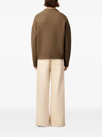 Ami Alexandre Mattiussi Brown Alpaca Ami De Coeur Crewneck Sweater Brown In Brown