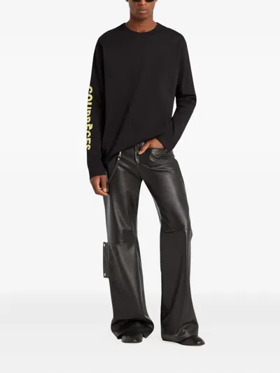 Courrèges Long-sleeve Logo-print T-shirt In Brown