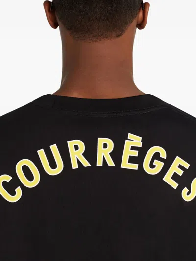 Courrèges Long-sleeve Logo-print T-shirt In Brown