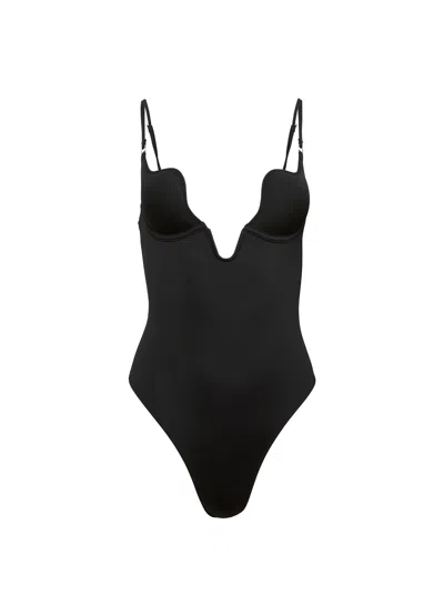 Fleur Du Mal Le Stretch Micro U-plunge Bodysuit Black