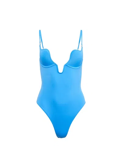 Fleur Du Mal Seduce U-plunge One Piece In Blue
