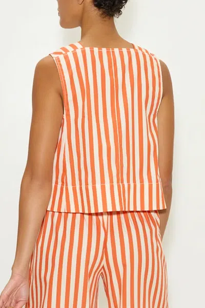 Simon Miller Arro Sleeveless Poplin Top In Coral Cabana Stripe