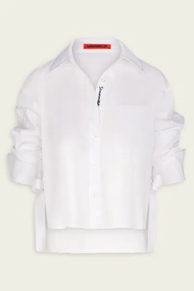 Simon Miller Ayre Cropped Poplin Top In Macadamia